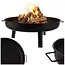 Kaminer Ronde vuurschaal 80 cm zwart met 3 poten en handgrepen voor tuin of terras