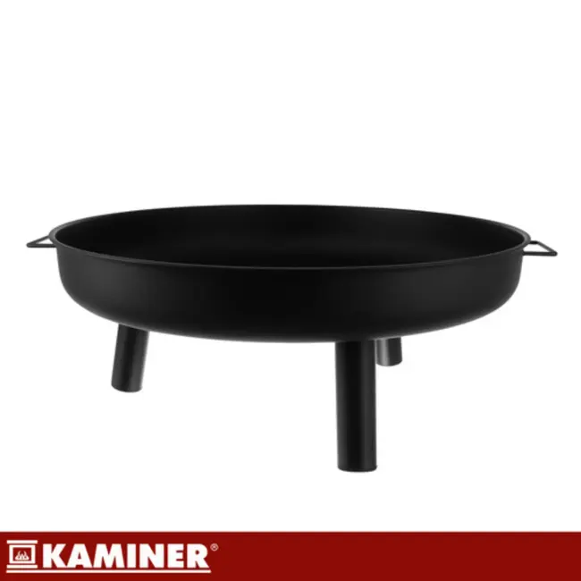 Kaminer Ronde vuurschaal 80 cm zwart met 3 poten en handgrepen voor tuin of terras