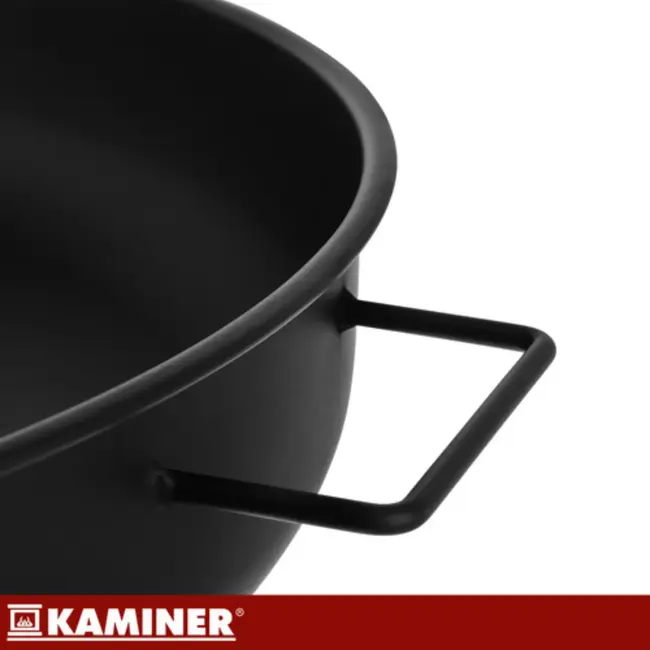 Kaminer Ronde vuurschaal 80 cm zwart met 3 poten en handgrepen voor tuin of terras