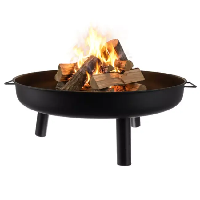 Kaminer Ronde vuurschaal 80 cm zwart met 3 poten en handgrepen voor tuin of terras