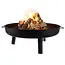 Kaminer Ronde vuurschaal 80 cm zwart met 3 poten en handgrepen voor tuin of terras