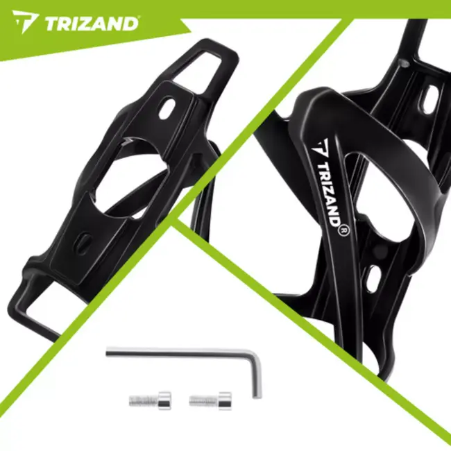 Trizand Zwarte fiets bidonhouder kunststof universeel met 65 mm montage geschikt voor bidons 500 ml tot 1000 ml