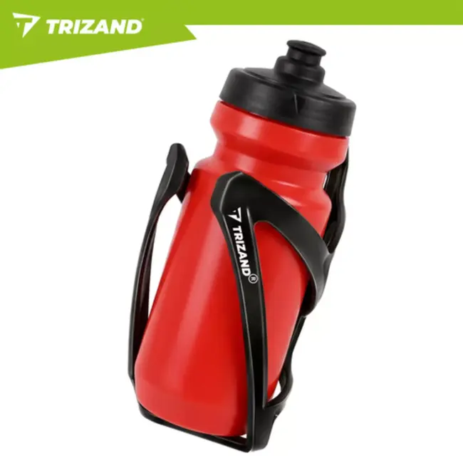 Trizand Zwarte fiets bidonhouder kunststof universeel met 65 mm montage geschikt voor bidons 500 ml tot 1000 ml