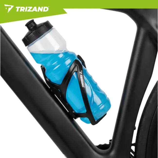Trizand Zwarte fiets bidonhouder kunststof universeel met 65 mm montage geschikt voor bidons 500 ml tot 1000 ml