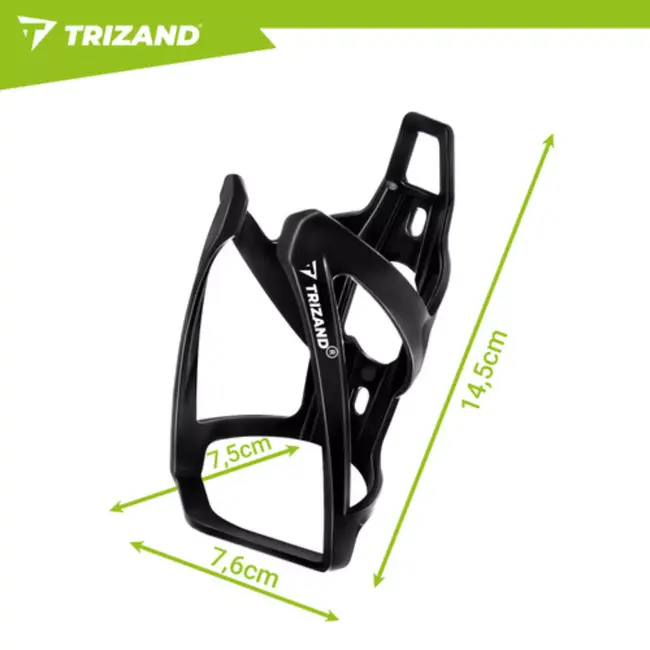 Trizand Zwarte fiets bidonhouder kunststof universeel met 65 mm montage geschikt voor bidons 500 ml tot 1000 ml