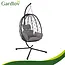 Gardlov Hangstoel cocoon met frame zwart en grijze kussens 194 cm draagkracht 150 kg voor tuin, terras of balkon