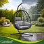 Gardlov Hangstoel cocoon met frame zwart en grijze kussens 194 cm draagkracht 150 kg voor tuin, terras of balkon