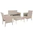 Gardlov Beige rattan tuinmeubelset met bank 2 stoelen en tafel met glasplaat en grijze kussens