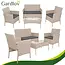 Gardlov Beige rattan tuinmeubelset met bank 2 stoelen en tafel met glasplaat en grijze kussens