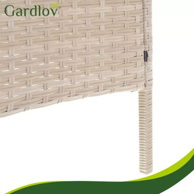 Gardlov Beige rattan tuinmeubelset met bank 2 stoelen en tafel met glasplaat en grijze kussens