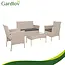 Gardlov Beige rattan tuinmeubelset met bank 2 stoelen en tafel met glasplaat en grijze kussens