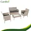 Gardlov Beige rattan tuinmeubelset met bank 2 stoelen en tafel met glasplaat en grijze kussens