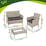 Gardlov Beige rattan tuinmeubelset met bank 2 stoelen en tafel met glasplaat en grijze kussens
