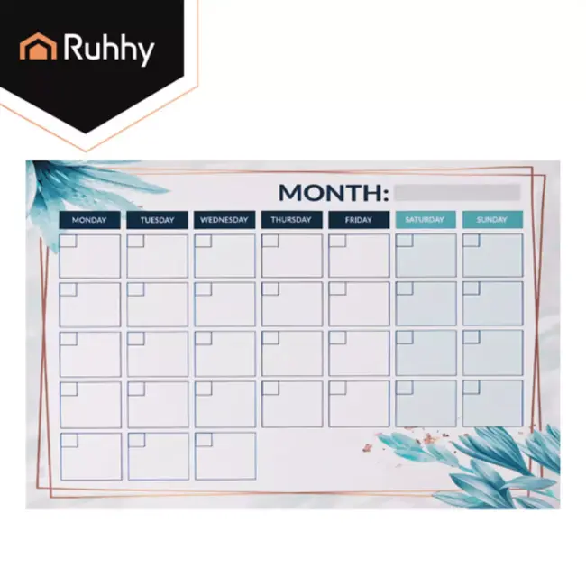 Ruhhy Koelkast planner 30 x 40 cm magnetisch met markers en wisser voor maandplanning en takenoverzicht