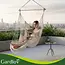 Gardlov Grote Braziliaanse hangstoel beige 220 cm met voetsteun en kussens draagkracht 150 kg voor tuin balkon of terras