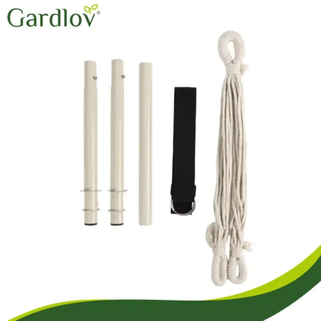 Gardlov Grote Braziliaanse hangstoel beige 220 cm met voetsteun en kussens draagkracht 150 kg voor tuin balkon of terras