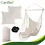 Gardlov Grote Braziliaanse hangstoel beige 220 cm met voetsteun en kussens draagkracht 150 kg voor tuin balkon of terras