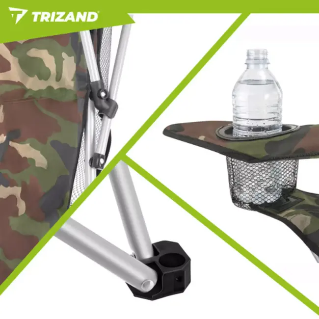 Trizand visstoel camouflage met zonnescherm en muskietennet draagkracht 100 kg voor vissen kamperen en outdoor