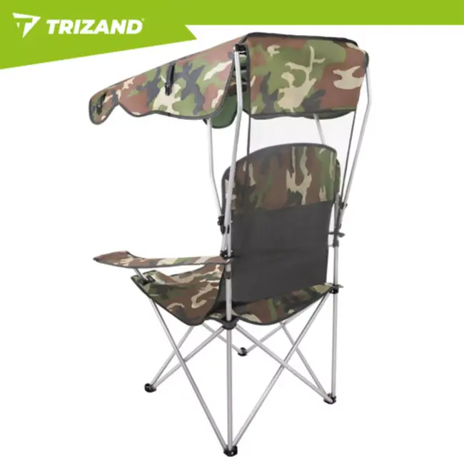 Trizand visstoel camouflage met zonnescherm en muskietennet draagkracht 100 kg voor vissen kamperen en outdoor