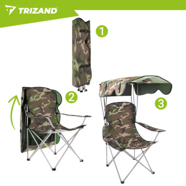 Trizand visstoel camouflage met zonnescherm en muskietennet draagkracht 100 kg voor vissen kamperen en outdoor