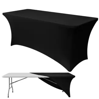 Ruhhy Elastische tafelhoes zwart 180 x 75 x 75 cm voor catering evenementen en beurzen