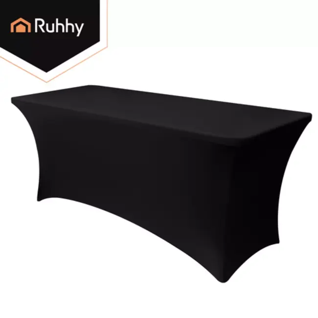 Ruhhy Elastische tafelhoes zwart 180 x 75 x 75 cm voor catering evenementen en beurzen