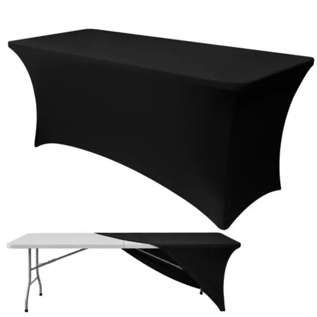 Ruhhy Elastische tafelhoes zwart 180 x 75 x 75 cm voor catering evenementen en beurzen