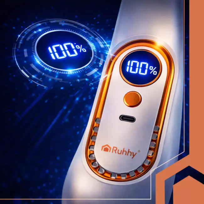 Ruhhy Draagbare nekventilator wit met goudkleurige accenten 5 standen USB C oplaadbaar