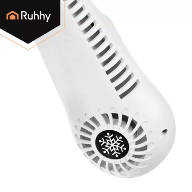 Ruhhy Draagbare nekventilator wit met goudkleurige accenten 5 standen USB C oplaadbaar