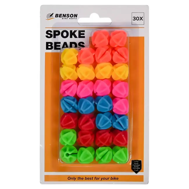Benson Kleurrijke spaakkralen voor fietsspaken 30 stuks in blauw oranje roze geel en groen
