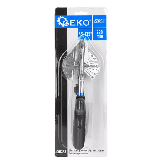 GEKO Hoekkenschaar 220 mm voor pvc, rubber en kunststof met 7 snijhoeken en 2 reservemessen