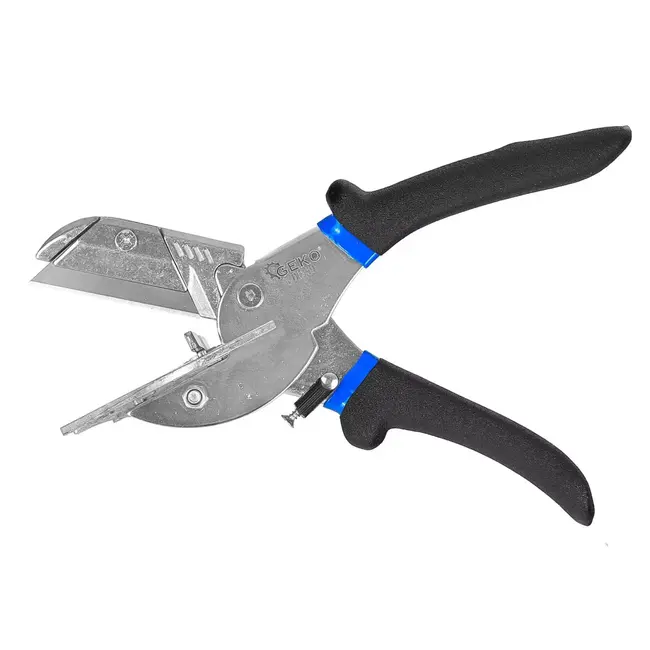 GEKO Verstektang - verstekschaar 220 mm voor pvc, rubber en kunststof met 7 snijhoeken en 2 reservemessen
