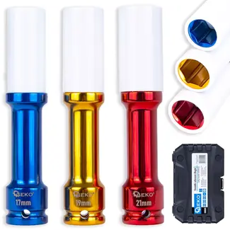 GEKO Dunwandige slagdoppen 150 mm met beschermhulzen voor lichtmetalen velgen en slagmoersleutel