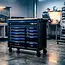 GEKO Complete gereedschapswagen met 12 laden, rubberhouten werkblad en 501 gereedschappen voor werkplaats en garage