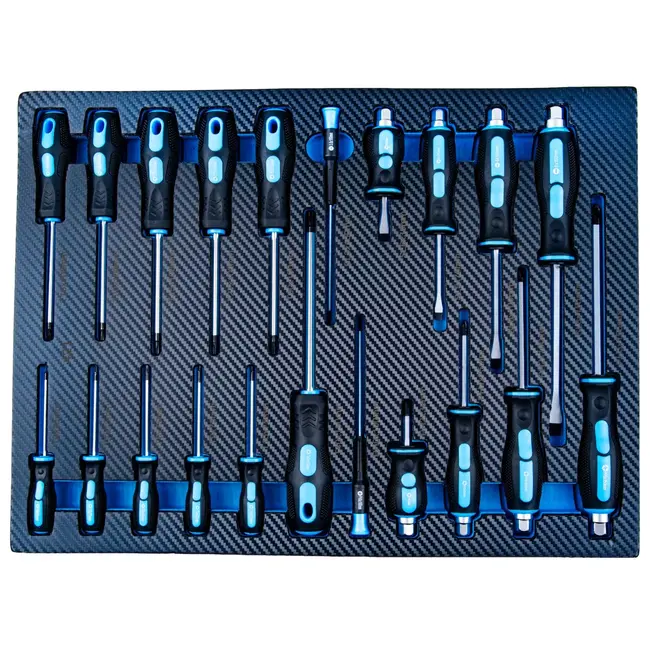 GEKO Complete gereedschapswagen met 12 laden, rubberhouten werkblad en 501 gereedschappen voor werkplaats en garage