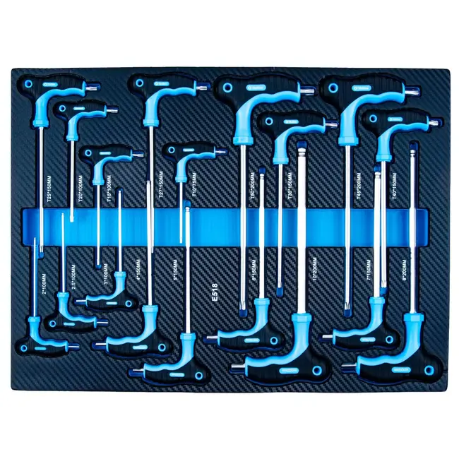 GEKO Complete gereedschapswagen met 12 laden, rubberhouten werkblad en 501 gereedschappen voor werkplaats en garage