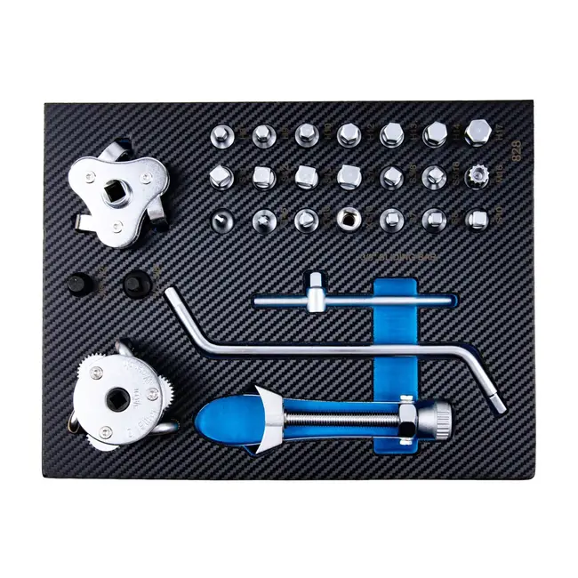 GEKO Complete gereedschapswagen met 12 laden, rubberhouten werkblad en 501 gereedschappen voor werkplaats en garage