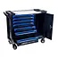 GEKO Verrijdbare gereedschapswagen met 7 laden, grote zijkast en roestvrijstalen werkblad voor garage en werkplaats