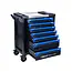 GEKO Verrijdbare gereedschapswagen met 7 laden, 258 gereedschappen en roestvrijstalen werkblad voor garage en werkplaats