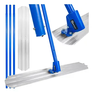 GEKO Aluminium betonrei 120 x 20 cm met verstelbare werkhoek en 3 verlengstelen voor vloeren en betonplaten