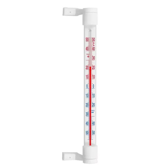 Keltin Witte buitenthermometer, 205 x 17 mm voor raamkozijn met meetbereik van -50 °C tot +50 °C