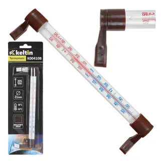 Keltin Bruine buitenthermometer, 205 x 17 mm voor raamkozijn met meetbereik van -50 °C tot +50 °C