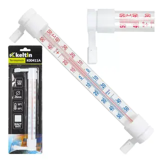 Keltin Witte buitenthermometer voor raamkozijn met meetbereik van -50 °C tot +50 °C en slank ontwerp