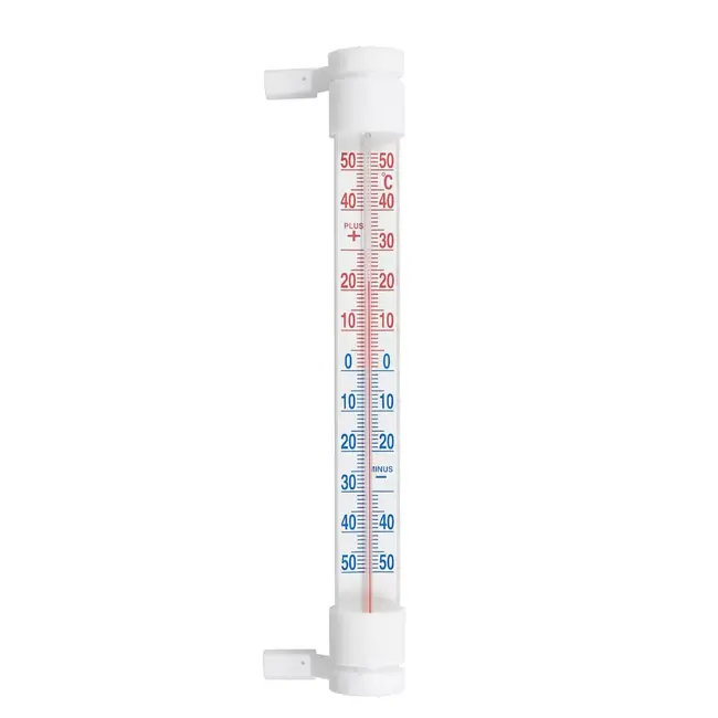 Keltin Witte buitenthermometer voor raamkozijn met meetbereik van -50 °C tot +50 °C en slank ontwerp