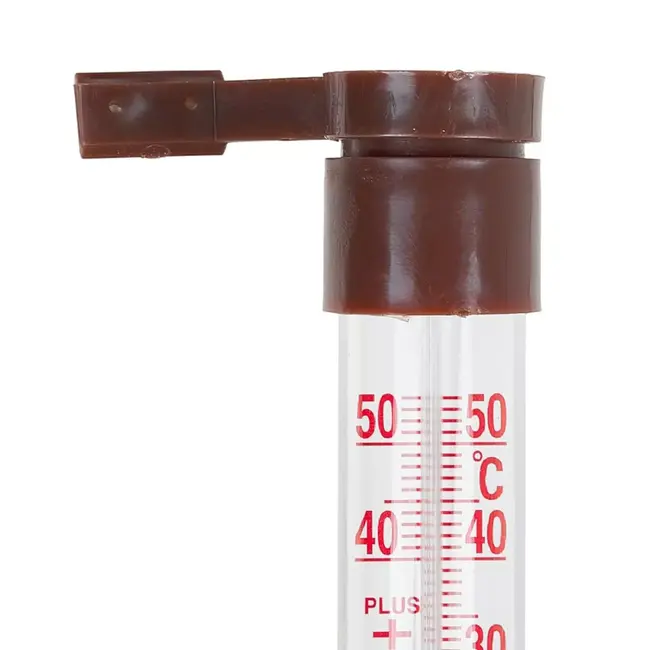 Keltin Bruine buitenthermometer voor raamkozijn met meetbereik van -50 °C tot +50 °C en slank ontwerp