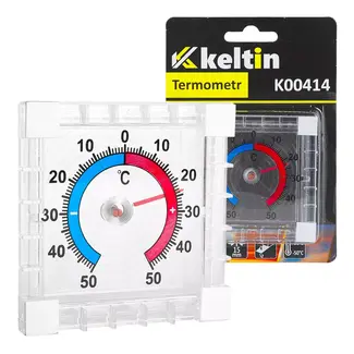 Keltin Compacte raamthermometer voor buiten met transparante behuizing en meetbereik van -50 °C tot +50 °C