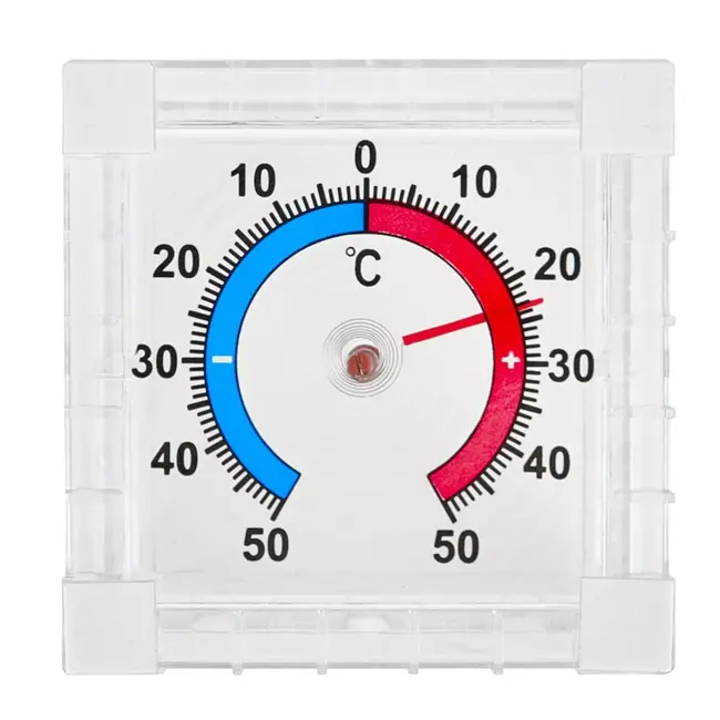 Keltin Compacte raamthermometer voor buiten met transparante behuizing en meetbereik van -50 °C tot +50 °C