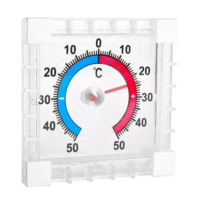 Keltin Compacte raamthermometer voor buiten met transparante behuizing en meetbereik van -50 °C tot +50 °C