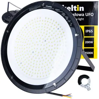 Keltin Industriële UFO lamp 200 W met 24000 lm, 4500 K neutraal wit licht en IP65 voor hal, werkplaats en magazijn