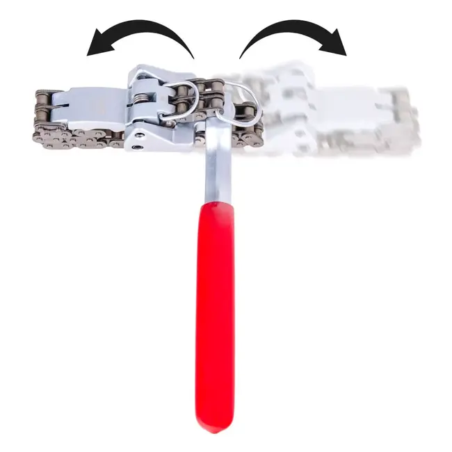 Tvardy Ketting oliefiltersleutel 60 - 105 mm met geharde stalen ketting, 180° draaibare kop en antislip handgreep voor auto-onderhoud en oliefilterdemontage.